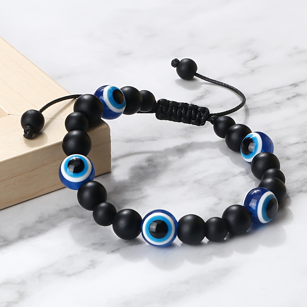 Devil'S Eye Bracelet Natural Stone Adjustable Bangle Vintage Style